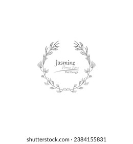 Logo template. jasmine flowers illustration.