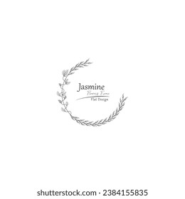 Logo template. jasmine flowers illustration.