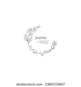 Logo template. jasmine flowers illustration.