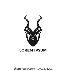 logo template Kudu head with shield graphic vector.