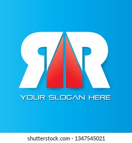 logo template latter r, background blue vector