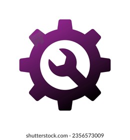 Logo y plantilla, diseño para auto, coche, servicio de reparación. Señal de la rueda de la llave y la rueda de la moneda, de estilo plano. Ilustración vectorial. EPS 10