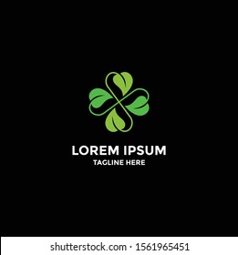 logo template leaf on isolated black background.