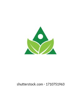 Logo template of leaf and people. Simple flat style. Vector logo template ready for use.