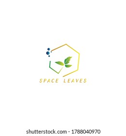 logo template leaves a minimalist space line design vector