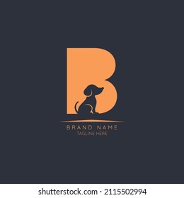 Logo template letter B with dog incorporated. Negative Space abstract Style Modern Vector Editable