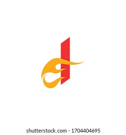 Logo template of letter d and fire. Simple flat style. Vector logo template ready for use.