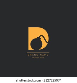 Logo template letter D with FISH symbol incorporated. Negative Space abstract Style Modern Vector Editable.