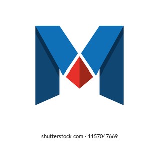 Logo template with the letter M and diamond symbol