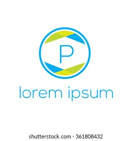 Logo template letter P  vector design for business or technology.