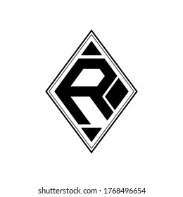 logo template letter R with the letters in the square box