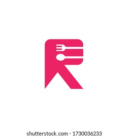 Logo template of letter r and restaurant. Simple flat style. Vector logo template ready for use.