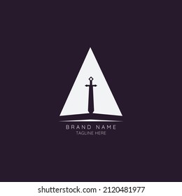 Logo template letter A with sword incorporated. Negative Space abstract Style Modern Vector Editable
