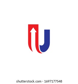Logo template of letter u and arrow. Simple flat style. Vector logo template ready for use.