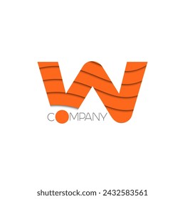 Logo template in letter W design in orange color. Wavy texture similar to waves. Suitable for a travel company