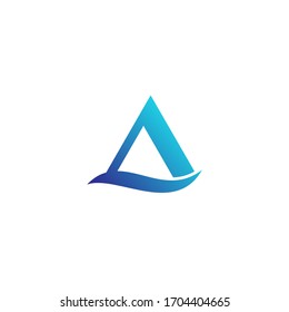 Logo template of letter a and wave. Simple flat style. Vector logo template ready for use.