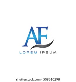 logo template letters AF elegant blue and gray shiny