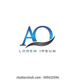 logo template letters AO elegant blue and gray shiny