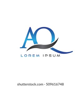 logo template letters AQ elegant blue and gray shiny