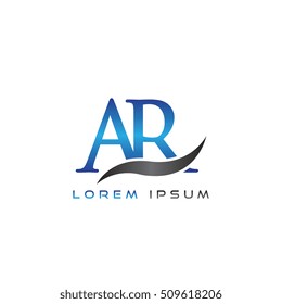 logo template letters AR elegant blue and gray shiny