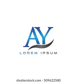 logo template letters AY elegant blue and gray shiny