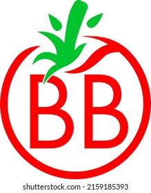 Logo template with letters BB in a stylized tomato. Vector illustration.
