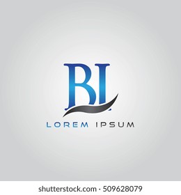 logo template letters BI elegant blue and gray shiny