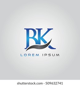 logo template letters BK elegant blue and gray shiny