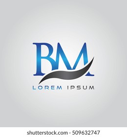 logo template letters BM elegant blue and gray shiny