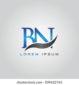 logo template letters BN elegant blue and gray shiny