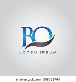 logo template letters BO elegant blue and gray shiny