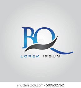 logo template letters BQ elegant blue and gray shiny