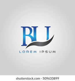 logo template letters BU elegant blue and gray shiny