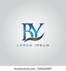 logo template letters BY elegant blue and gray shiny