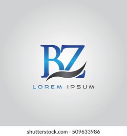 logo template letters BZ elegant blue and gray shiny