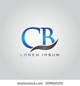 logo template letters CB elegant blue and gray shiny