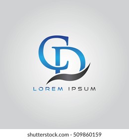 logo template letters CD elegant blue and gray shiny