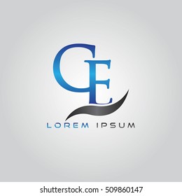 Logo Template Letters Ce Elegant Blue Stock Vector (Royalty Free ...