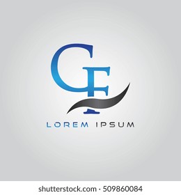 logo template letters CF elegant blue and gray shiny