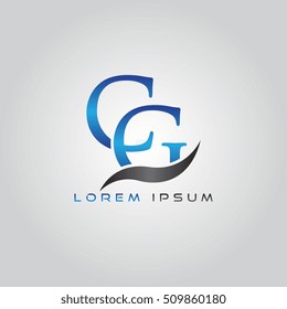 logo template letters CG elegant blue and gray shiny