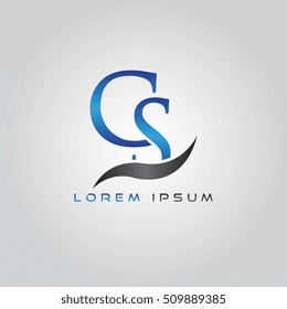 logo template letters CS elegant blue and gray shiny