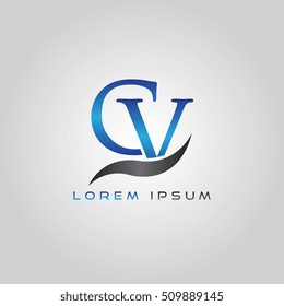 logo template letters CV elegant blue and gray shiny
