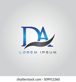 logo template letters DA elegant blue and gray shiny