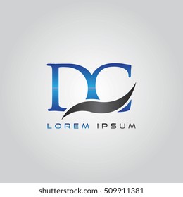 logo template letters DC elegant blue and gray shiny