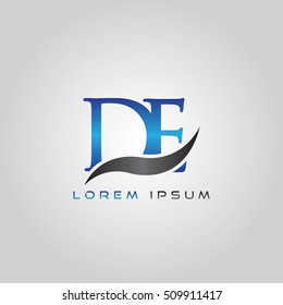 logo template letters DE elegant blue and gray shiny