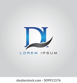 logo template letters DI elegant blue and gray shiny