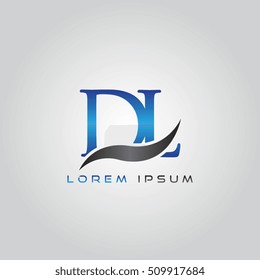 logo template letters DL elegant blue and gray shiny