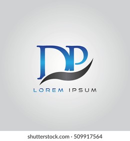 logo template letters DP elegant blue and gray shiny