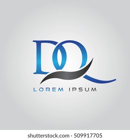 logo template letters DQ elegant blue and gray shiny