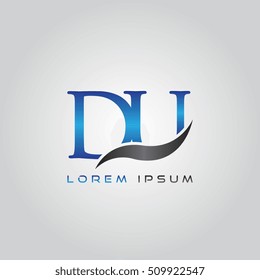 logo template letters DU elegant blue and gray shiny